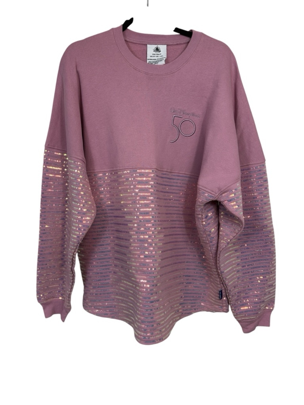 Disney Parks WDW 50th Anniversary Pink Iridescent Sequin Spirit Jersey L